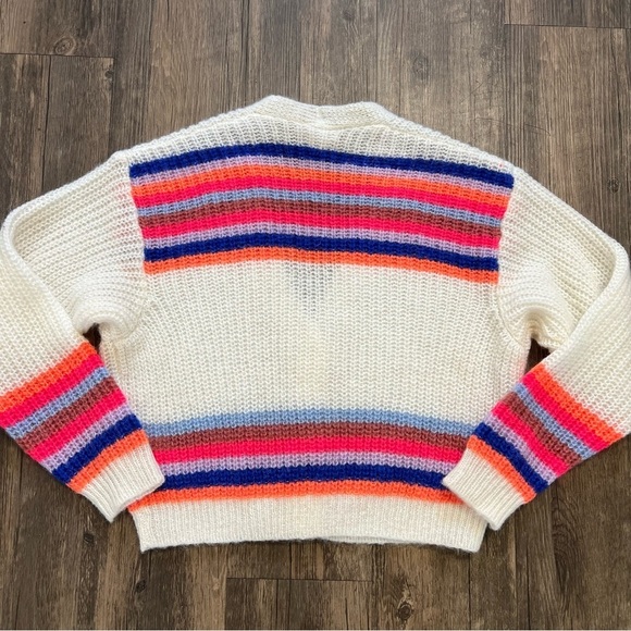 INDEE Network Cardigan Stripe Colorful Long Sleeves Sweater Size 10 - Picture 13 of 14